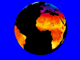 Bright Earth Wrapped with Temperature Map